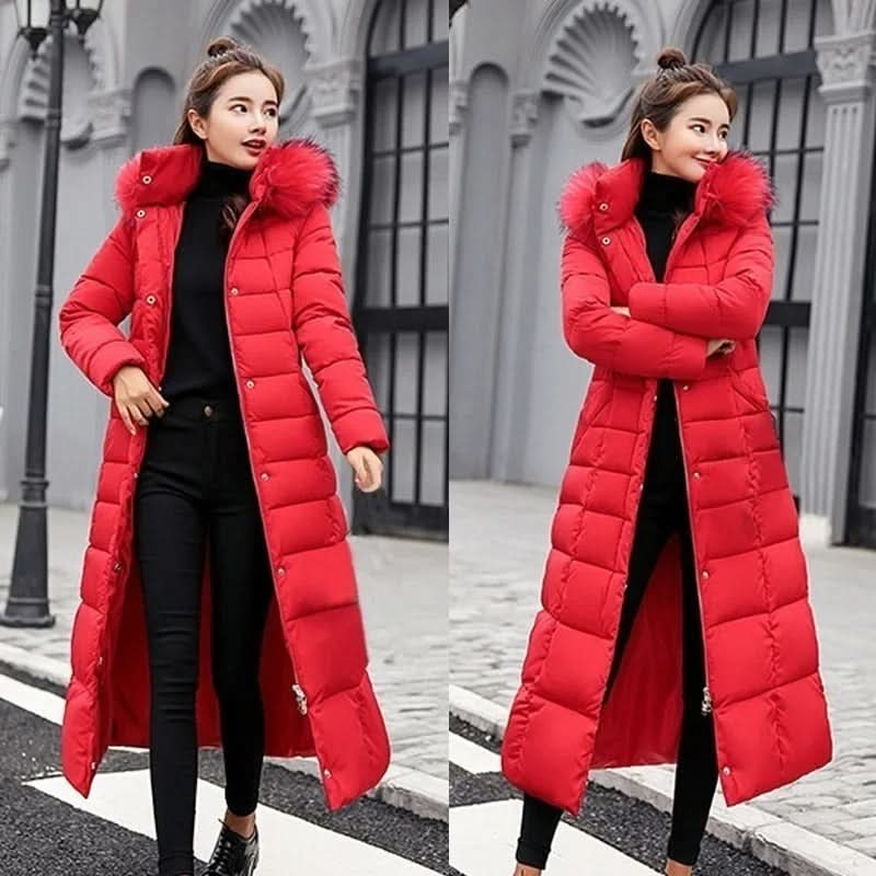 Noa | Women's Winter Belted Fur-Hood Maxi Puffer Coat