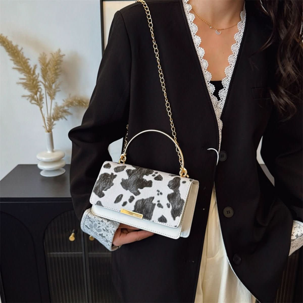 Lyra | Women's Cow Print Crossbody Tote Bag