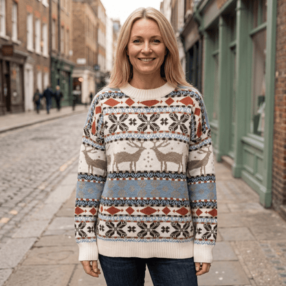 Cream sweater sidewalk image