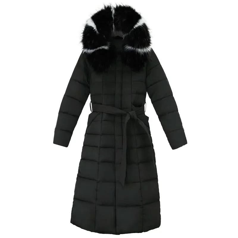 Noa | Women's Winter Belted Fur-Hood Maxi Puffer Coat