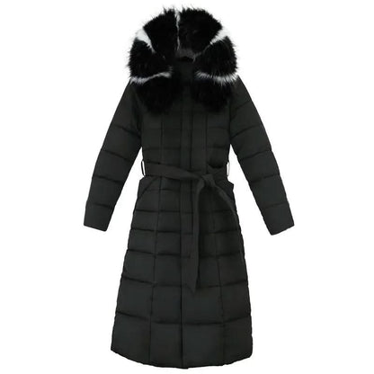Noa | Women's Winter Belted Fur-Hood Maxi Puffer Coat