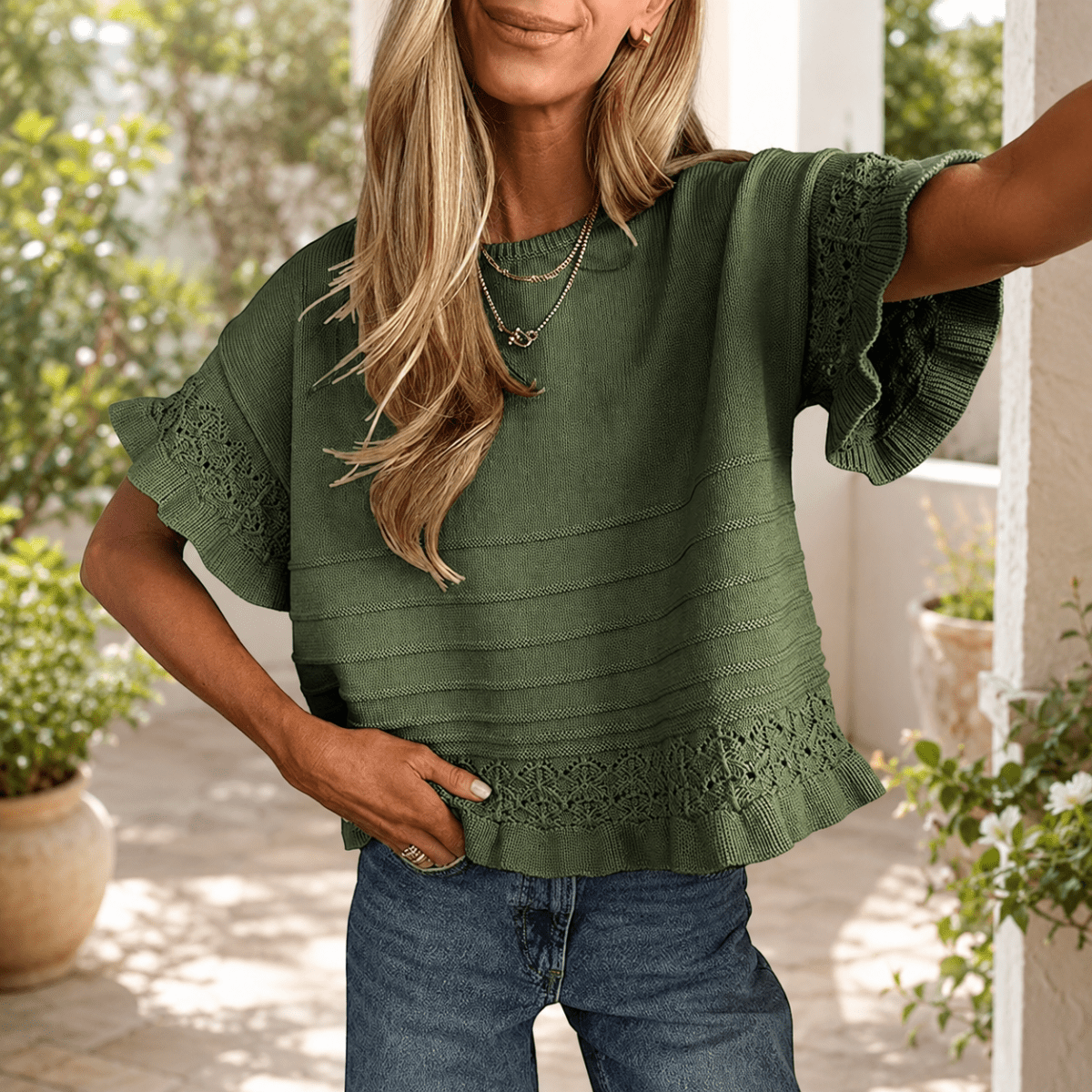 Nika | Women's Ruffle Sleeve Layering Top
