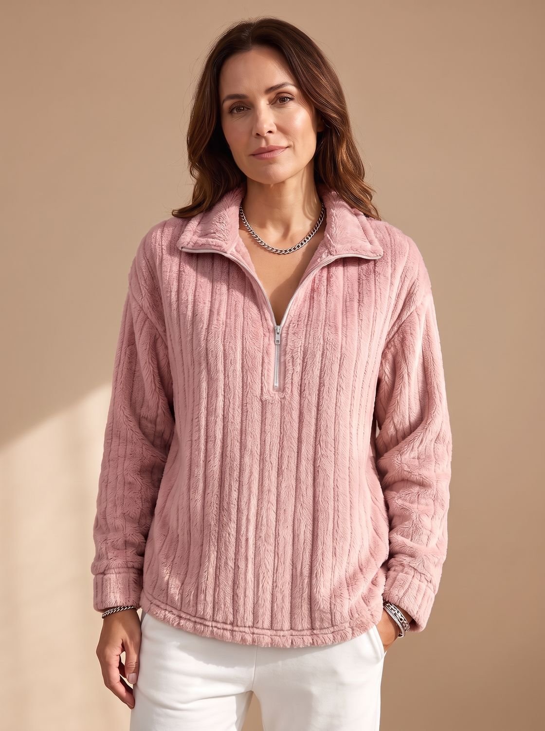 Harlow | Damenstrickpullover mit kurzem Reißverschluss