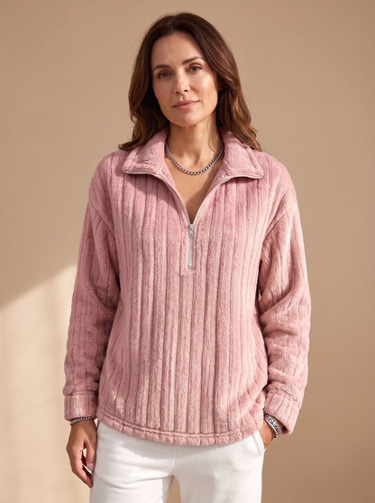 Harlow | Damenstrickpullover mit kurzem Reißverschluss