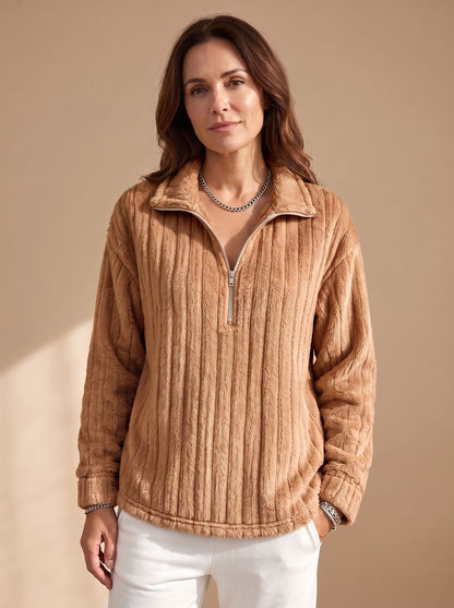Harlow | Damenstrickpullover mit kurzem Reißverschluss