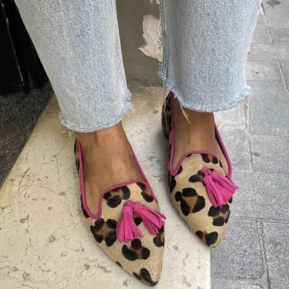 Remi | Women's Animal Print Tassel Flats