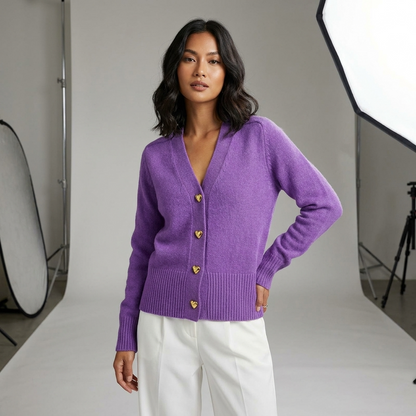 Billie | Women's V-Neck Button Knit Cardigan