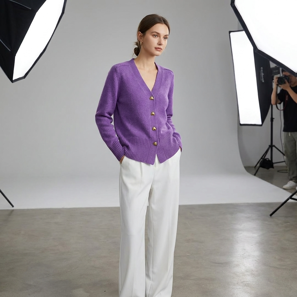Billie | Women's V-Neck Button Knit Cardigan