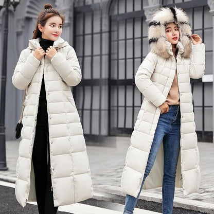 Noa | Women's Winter Belted Fur-Hood Maxi Puffer Coat