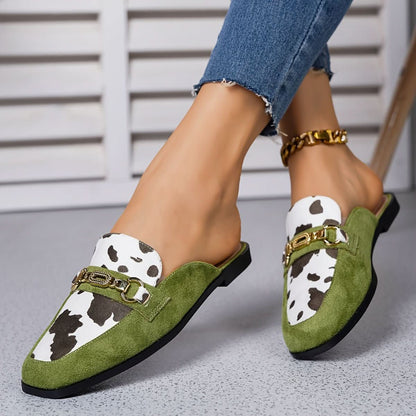 Noa | Women's Square Toe Slip-On Mule Loafer Flats