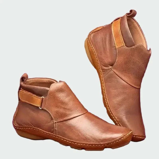 Lakeisha | Women's Winter Leather Flat Ankle Boots