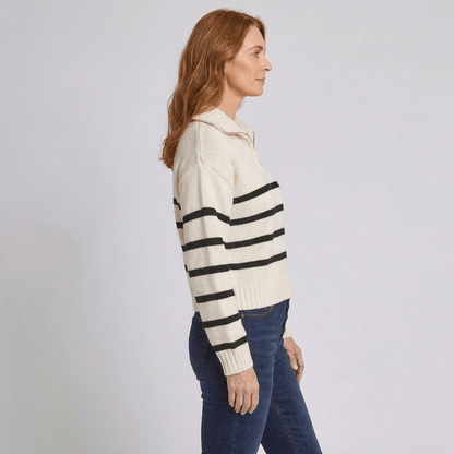Nova | Women's Striped Half-Zip Funnel-Neck Jumper