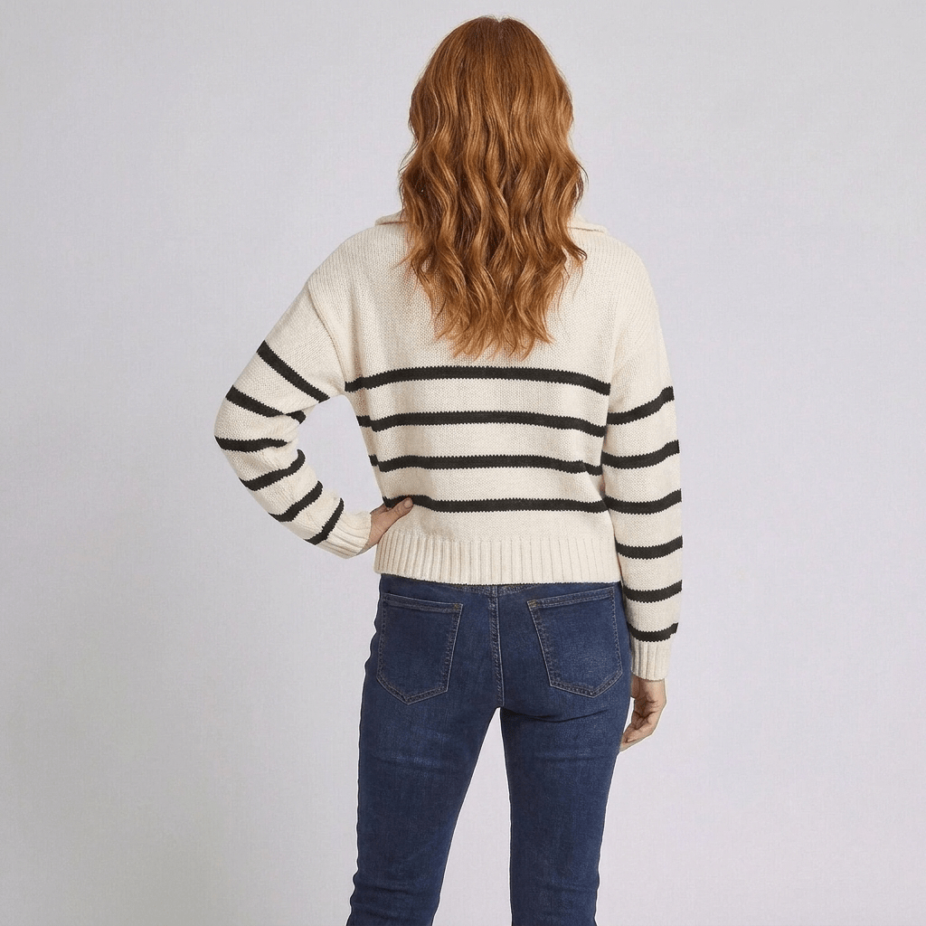 Nova | Women's Striped Half-Zip Funnel-Neck Jumper