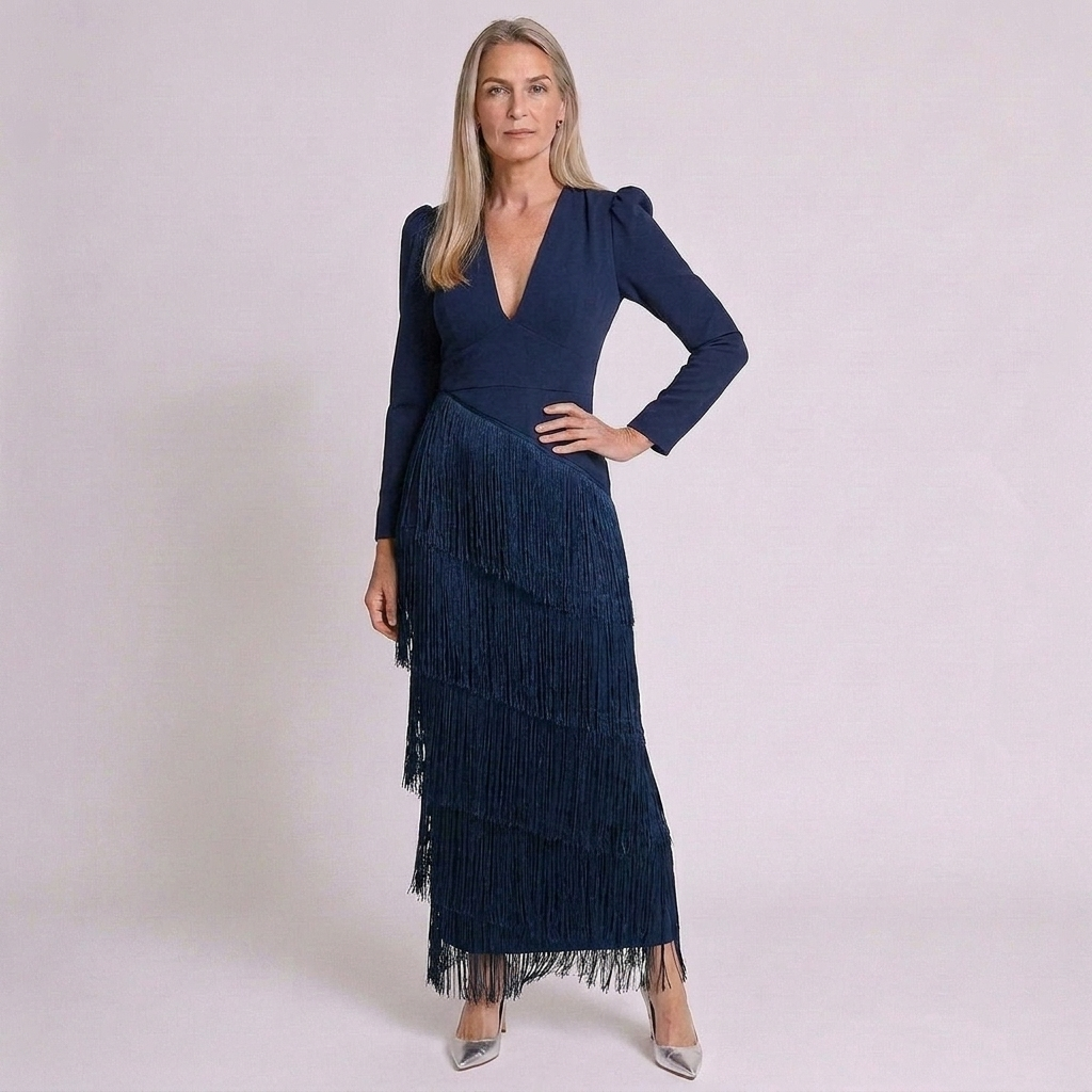Kaia | Women's Fringe Sleeve Evening Occasion Dress