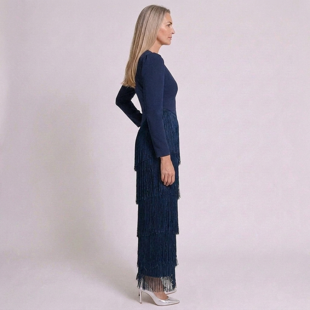 Kaia | Women's Fringe Sleeve Evening Occasion Dress