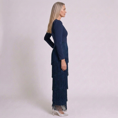 Kaia | Women's Fringe Sleeve Evening Occasion Dress