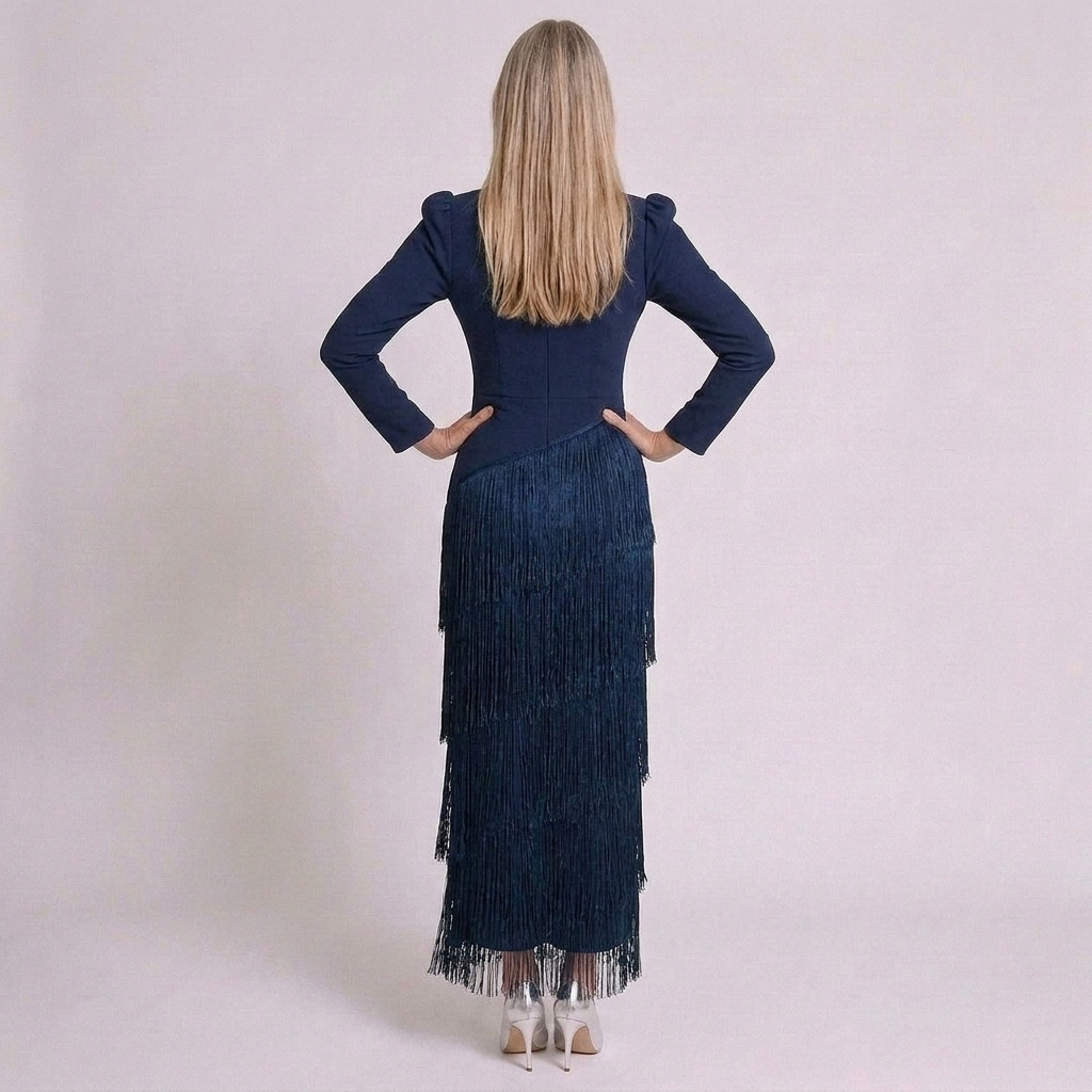 Kaia | Women's Fringe Sleeve Evening Occasion Dress