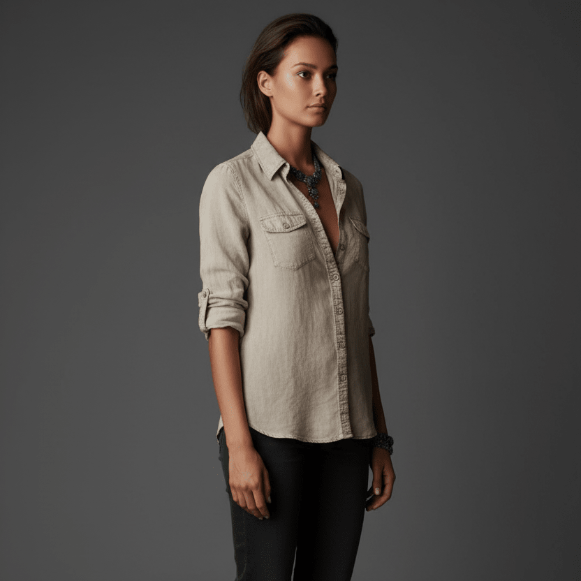 Maren | Women's Long Sleeve Vintage Button-Up Shirt