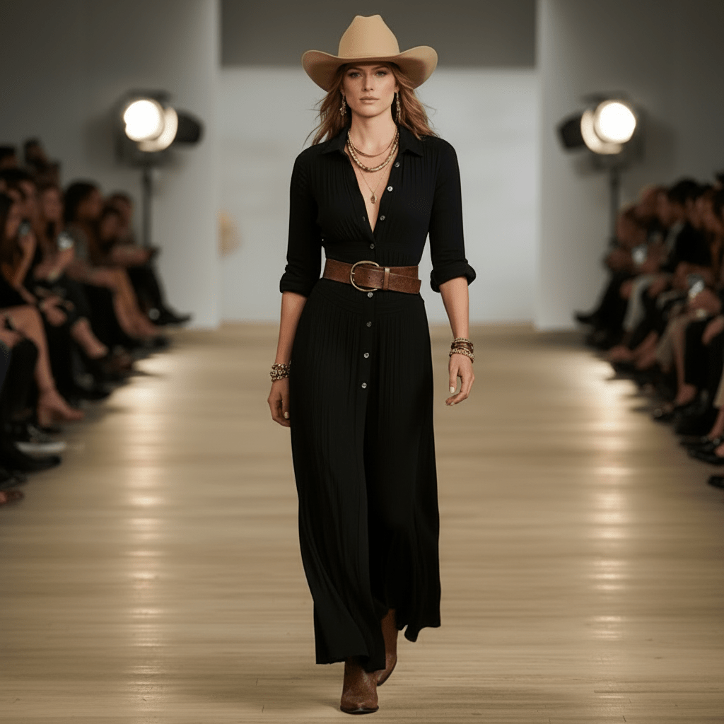 Sloane | Women's Western Defined-Waist Maxi Dress