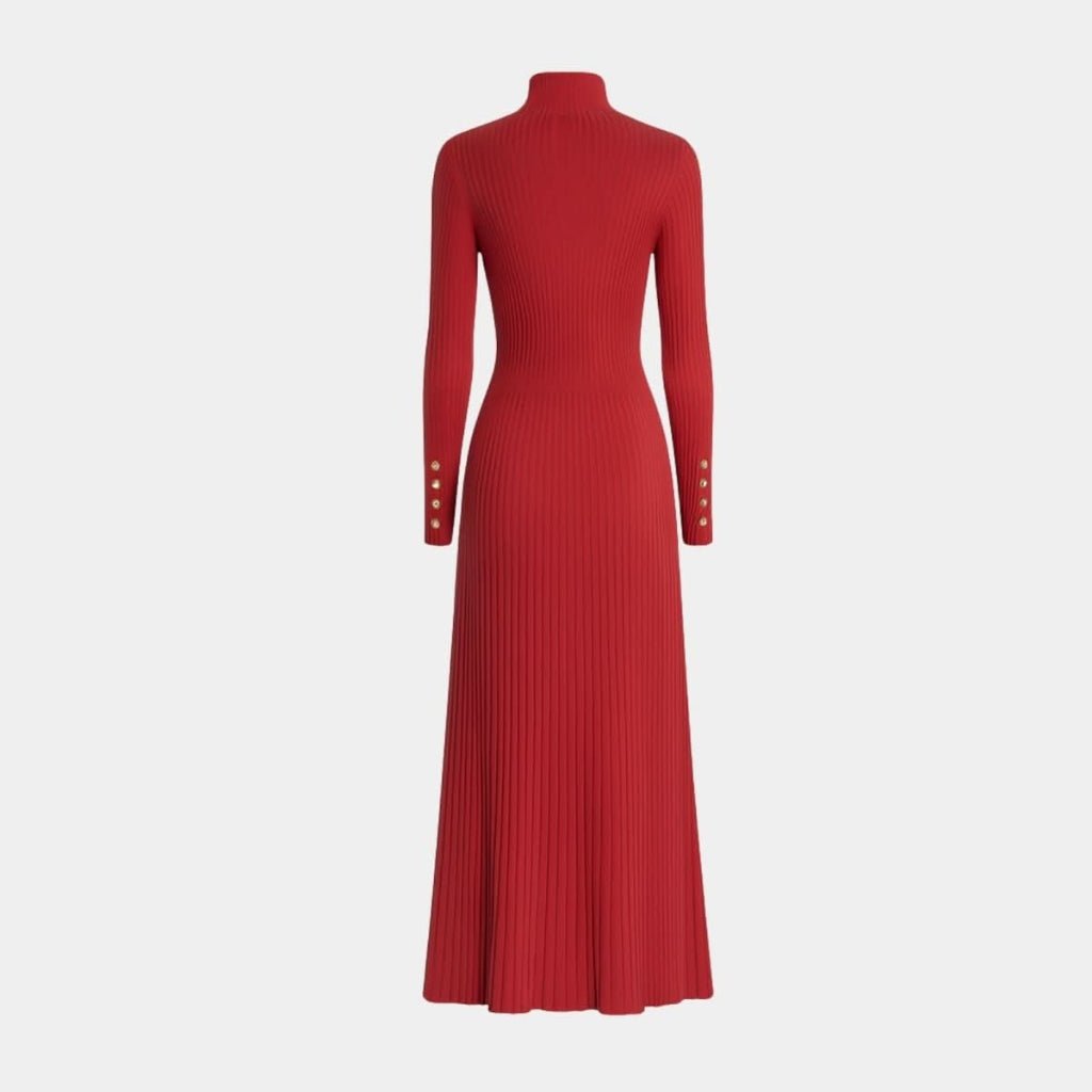 Billie | Women's Pleated Turtleneck Midi Dress for Cooler Weather