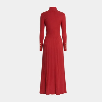 Billie | Women's Pleated Turtleneck Midi Dress for Cooler Weather