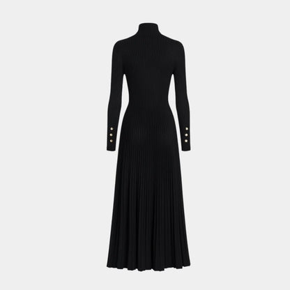 Billie | Women's Pleated Turtleneck Midi Dress for Cooler Weather