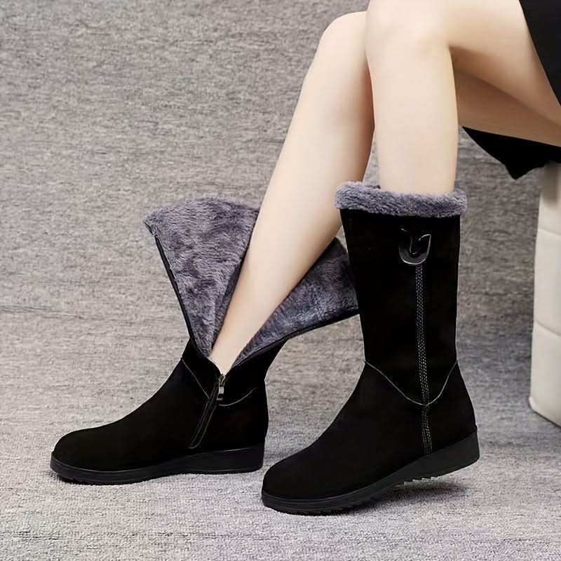 Cathleen | Damen-Winterstiefel mit Pelzbesatz und seitlichem Reißverschluss