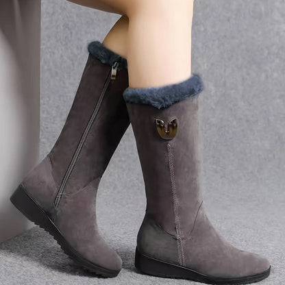 Cathleen | Damen-Winterstiefel mit Pelzbesatz und seitlichem Reißverschluss