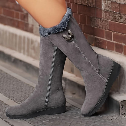 Cathleen | Damen-Winterstiefel mit Pelzbesatz und seitlichem Reißverschluss