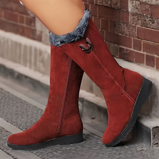 Cathleen | Damen-Winterstiefel mit Pelzbesatz und seitlichem Reißverschluss