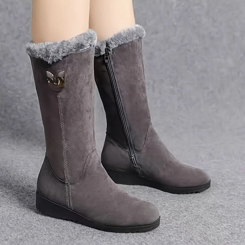 Cathleen | Damen-Winterstiefel mit Pelzbesatz und seitlichem Reißverschluss