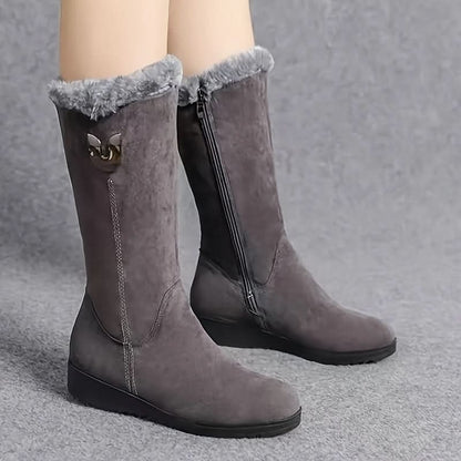 Cathleen | Damen-Winterstiefel mit Pelzbesatz und seitlichem Reißverschluss