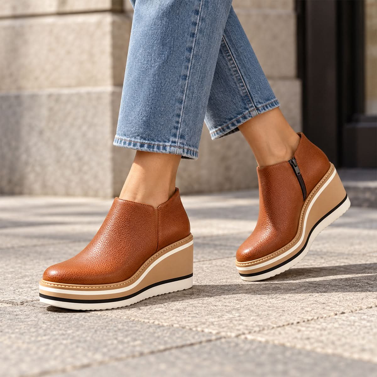 Lola | Damen-Plateau-Stiefeletten mit seitlichem Reißverschluss