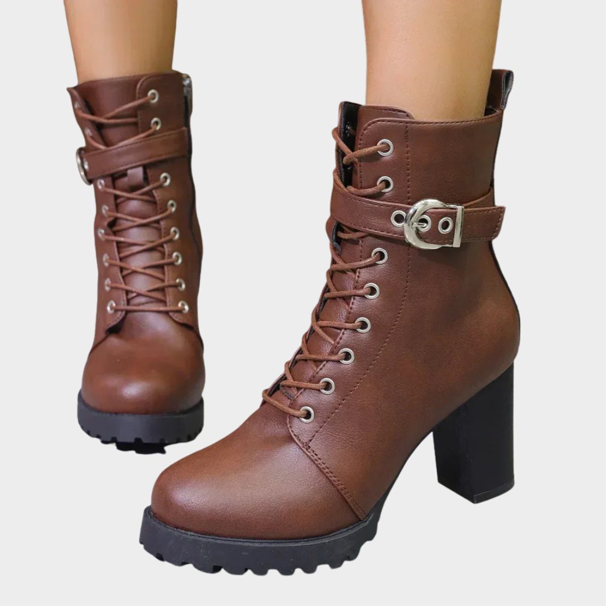 Mae | Women's Lace-Up Block Heel Ankle Boots