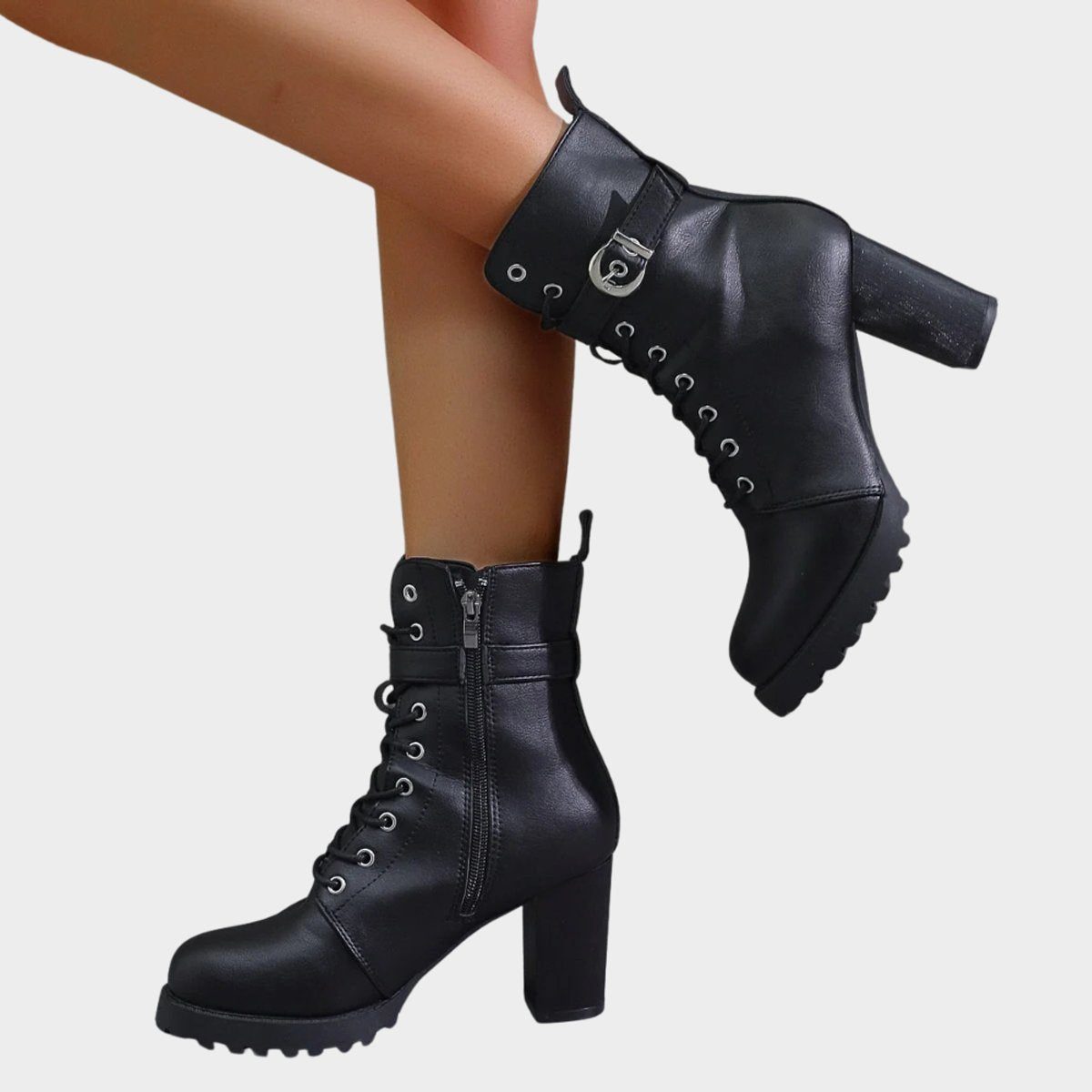 Mae | Women's Lace-Up Block Heel Ankle Boots