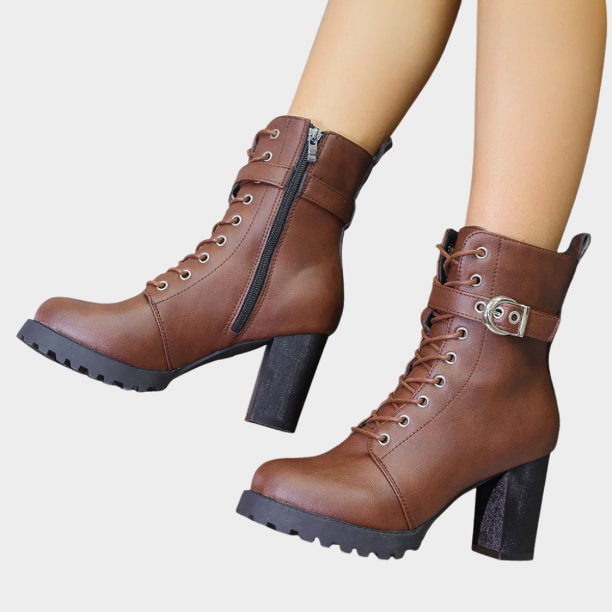 Mae | Women's Lace-Up Block Heel Ankle Boots
