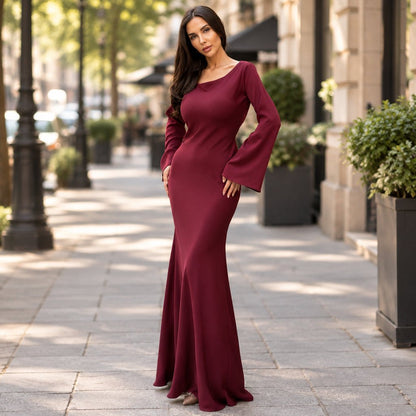 Lyra | Vestido largo formal de manga larga para mujer