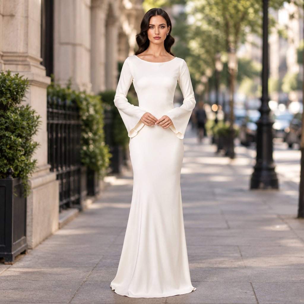 Lyra | Vestido largo formal de manga larga para mujer