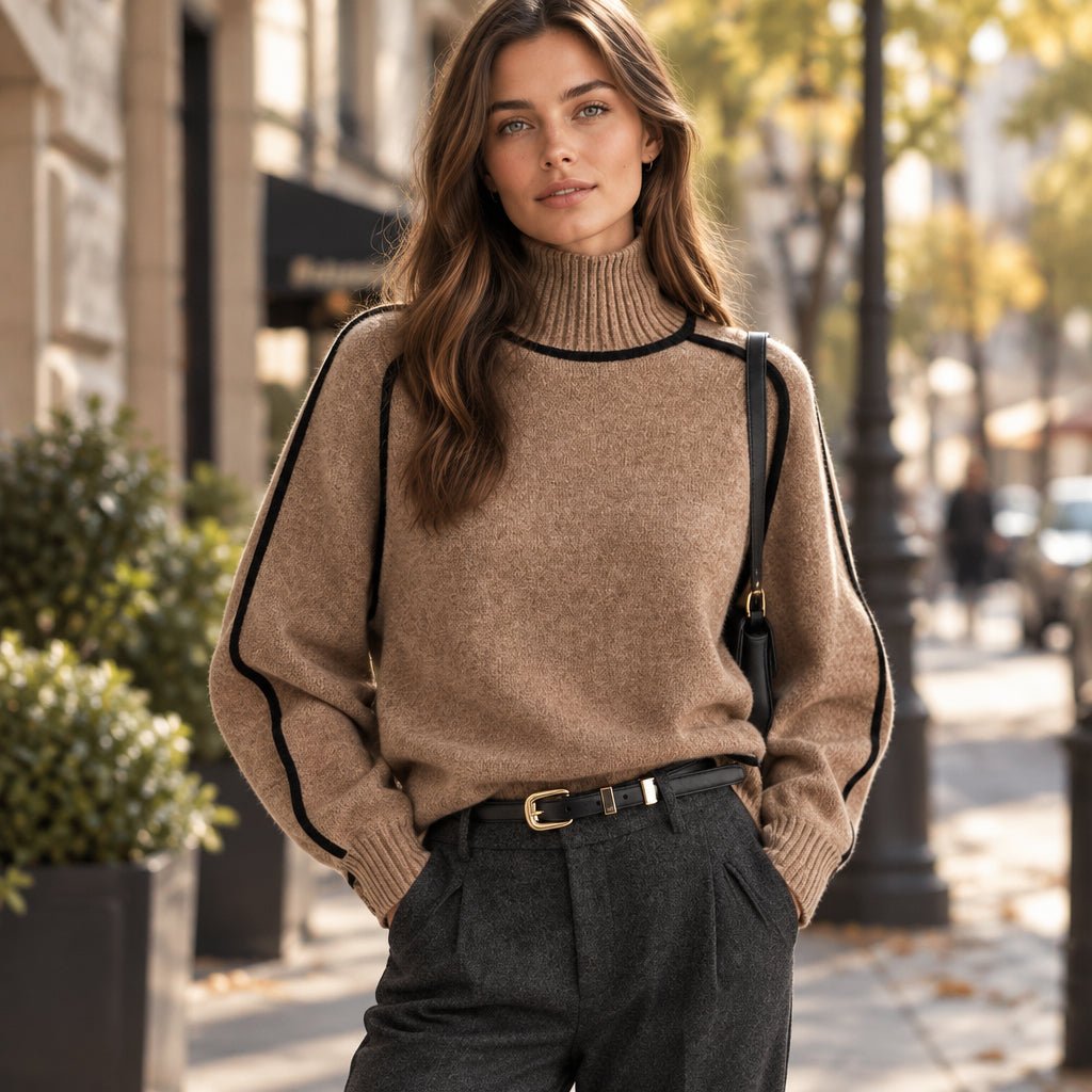Remi | Women's Colour-Block Turtleneck Jumper