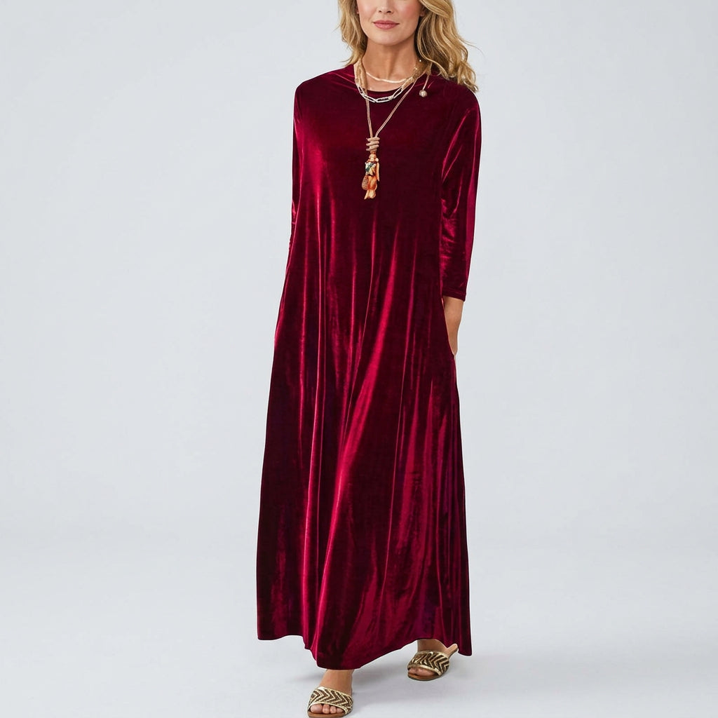 Maren | Women's Velvet Maxi Dress with 3/4 Sleeves