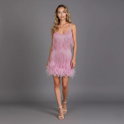 Piper | Women's Fringe Mini Party Evening Dress