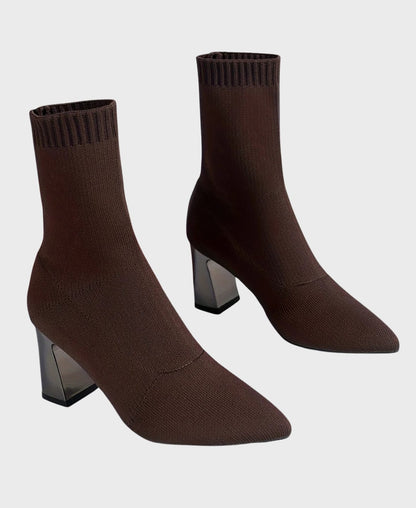 Nika | Damen-Stiefeletten mit spitzer Zehenpartie und Blockabsatz