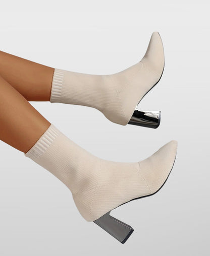 Nika | Damen-Stiefeletten mit spitzer Zehenpartie und Blockabsatz
