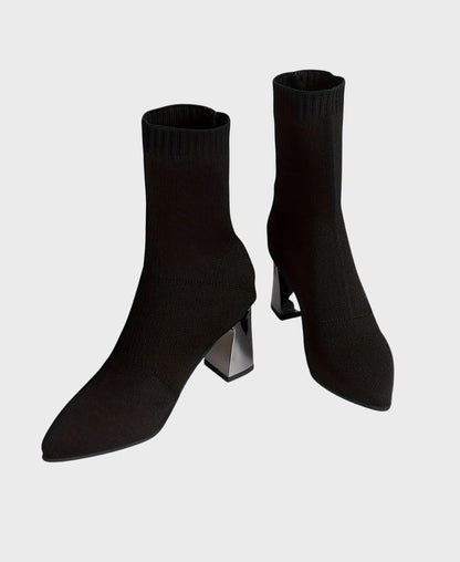 Nika | Damen-Stiefeletten mit spitzer Zehenpartie und Blockabsatz