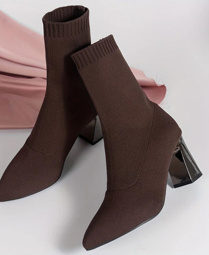Nika | Damen-Stiefeletten mit spitzer Zehenpartie und Blockabsatz