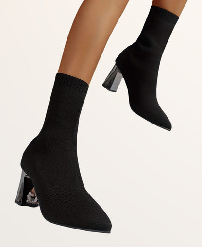 Nika | Damen-Stiefeletten mit spitzer Zehenpartie und Blockabsatz