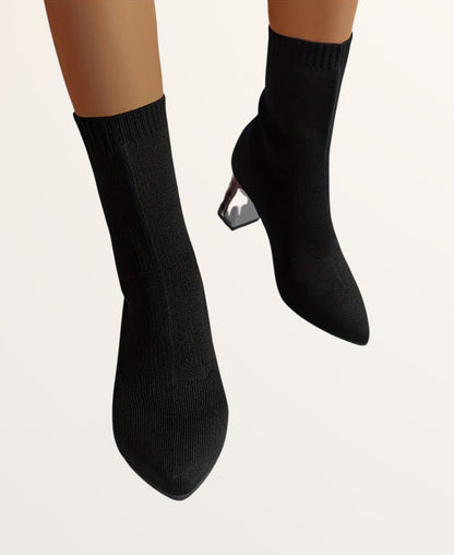 Nika | Damen-Stiefeletten mit spitzer Zehenpartie und Blockabsatz