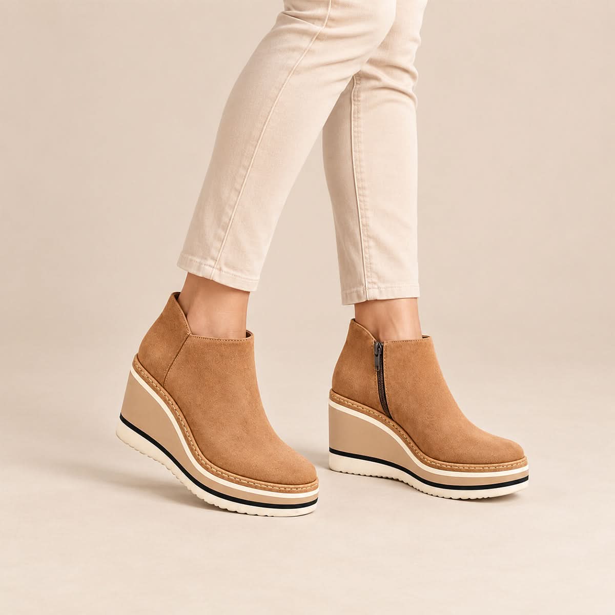 Lola | Damen-Plateau-Stiefeletten mit seitlichem Reißverschluss