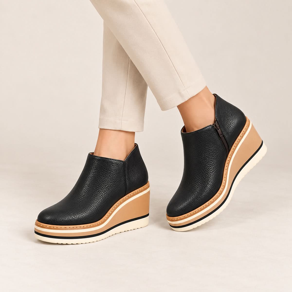 Lola | Damen-Plateau-Stiefeletten mit seitlichem Reißverschluss