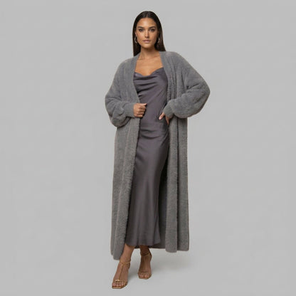 Lyra | Cárdigan largo de invierno de piel sintética para mujer